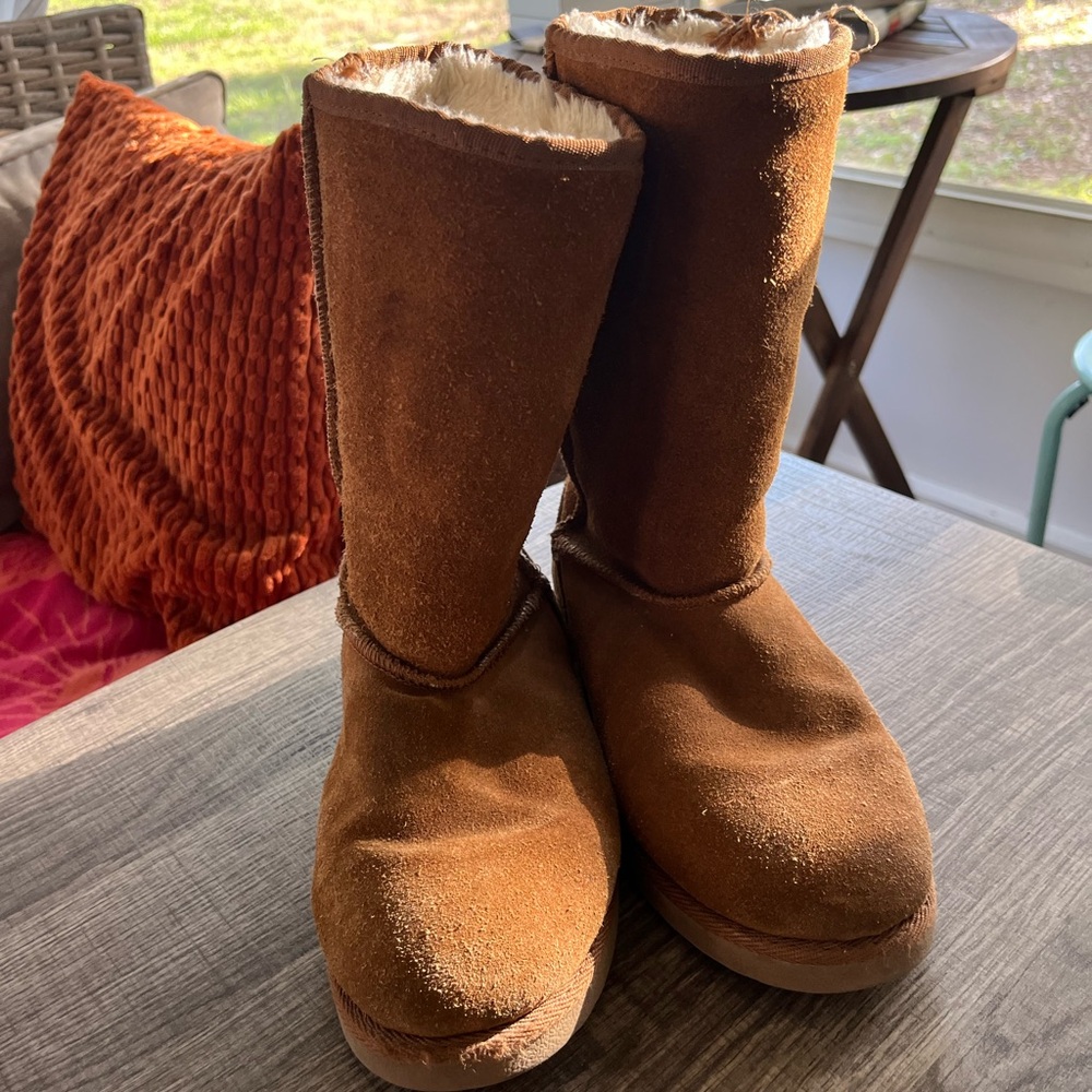 Genuine Suede Faux Fur Lined Boots